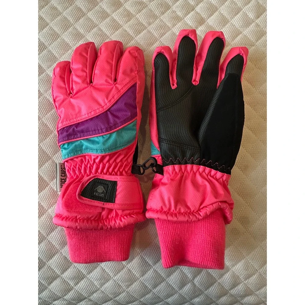 N'Ice Caps Kids Youth Neon Pink 3M Thinsulate Waterproof Winter Snow Gloves S/M